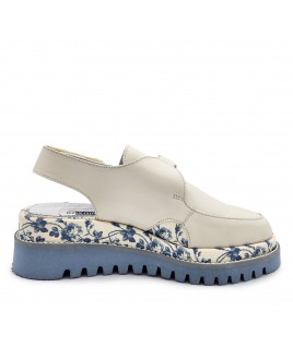 Floral Shoes In Beige & Blue